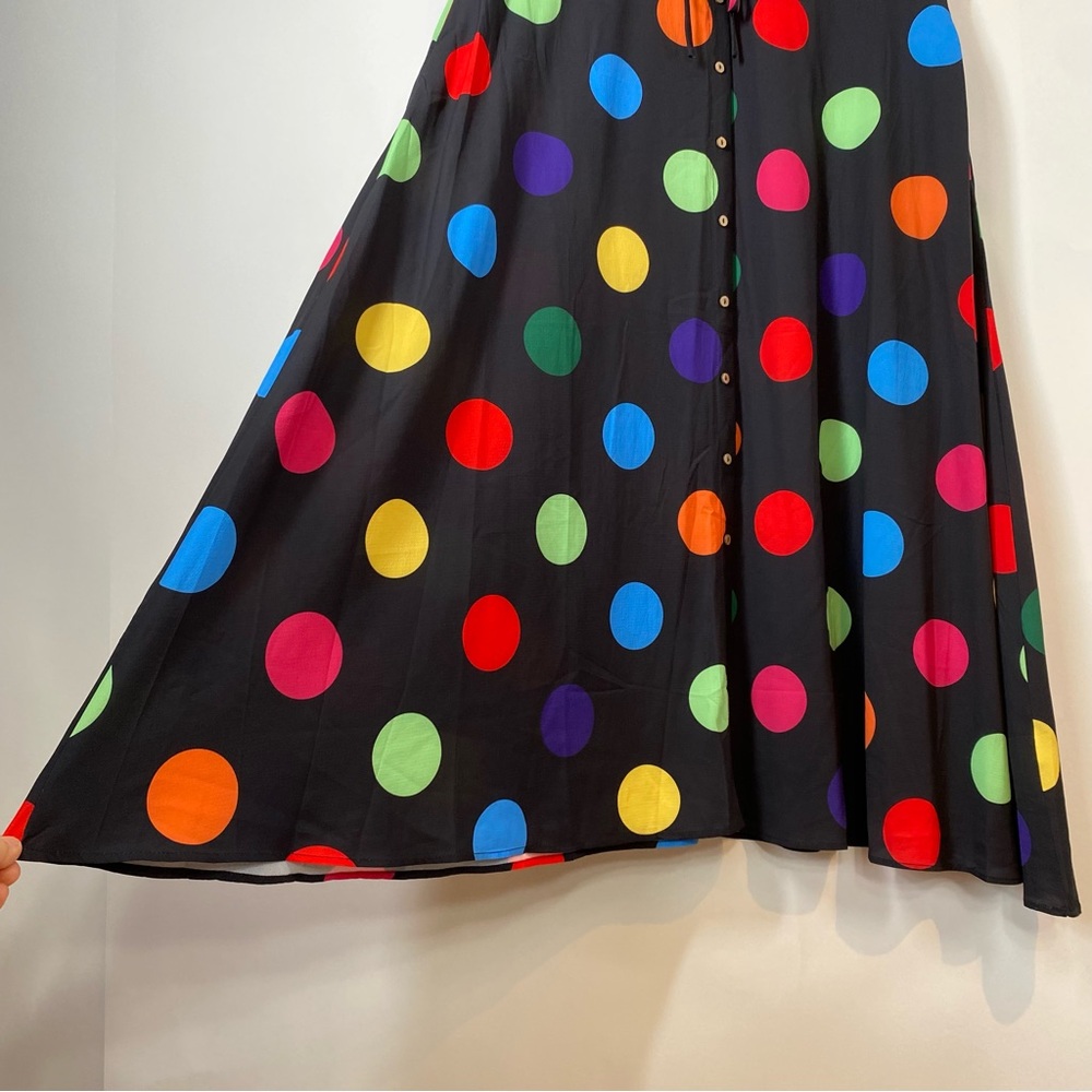 Little Party Dress Colorful Polka Dot Whimsical Maximalist Retro V Neck Size 10 - Picture 6 of 15